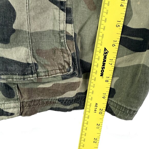 RED-OX Camo Cargo Shorts 34 – Distressed Green Woodland Utility Bottoms Grunge - Picture 10 of 14